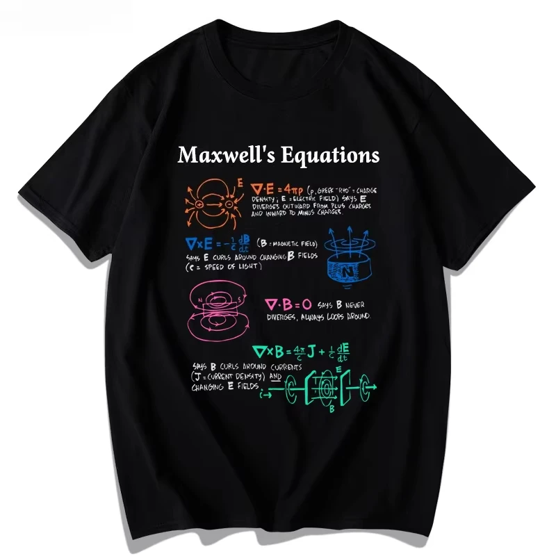 Maxwell's Equations Physics Kurzarm-T-Shirt Sommer-T-Shirt Lässige wissenschaftliche Forschung Damenbekleidung Mode Persönlichkeit