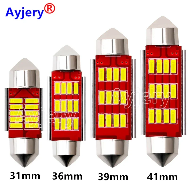 

100pcs Wholesale Canbus 31mm 36mm 39mm 41mm C5W 12 LED 4014 SMD Car Interior Festoon Reading Map Lights Auto Bulb DC 12V