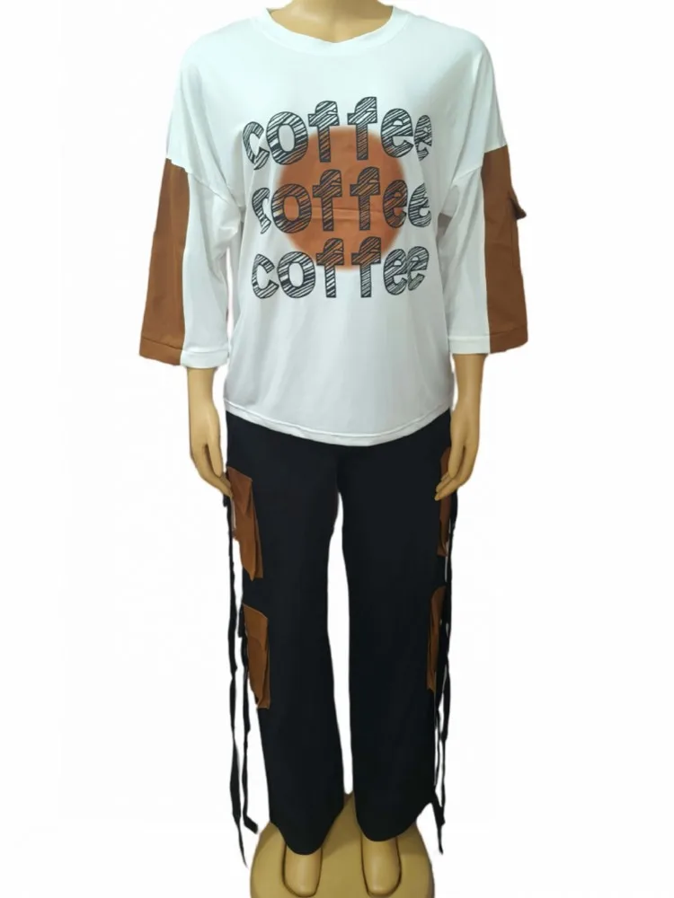 

2 Piece Women Set Dashiki African Clothes Summer Spring New Fashion Short Sleeve Top And Pants Suit Party Lady Matching Sets
