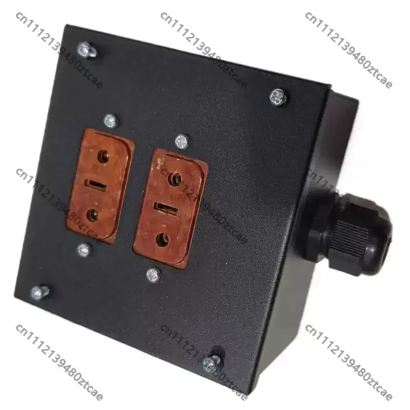 2-Gang 3-Core 16A Junction Box Ground Protection Socket Box 2-Way Bakelite Power Socket Box