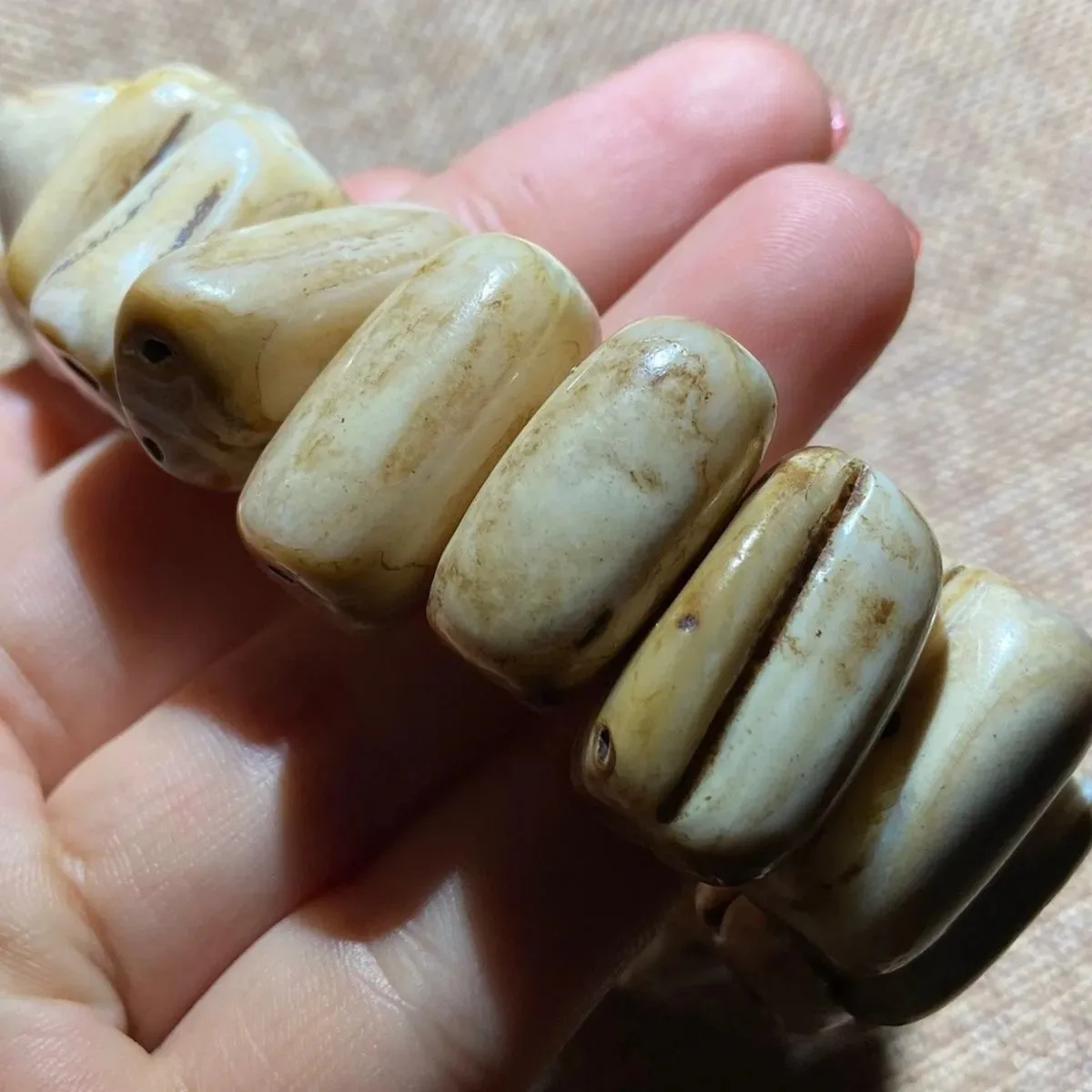 DIY Natural Hippopotamus Tooth Bead Handchain For Collectors And Players - Genuine Original Teeth For Men And Women Playing