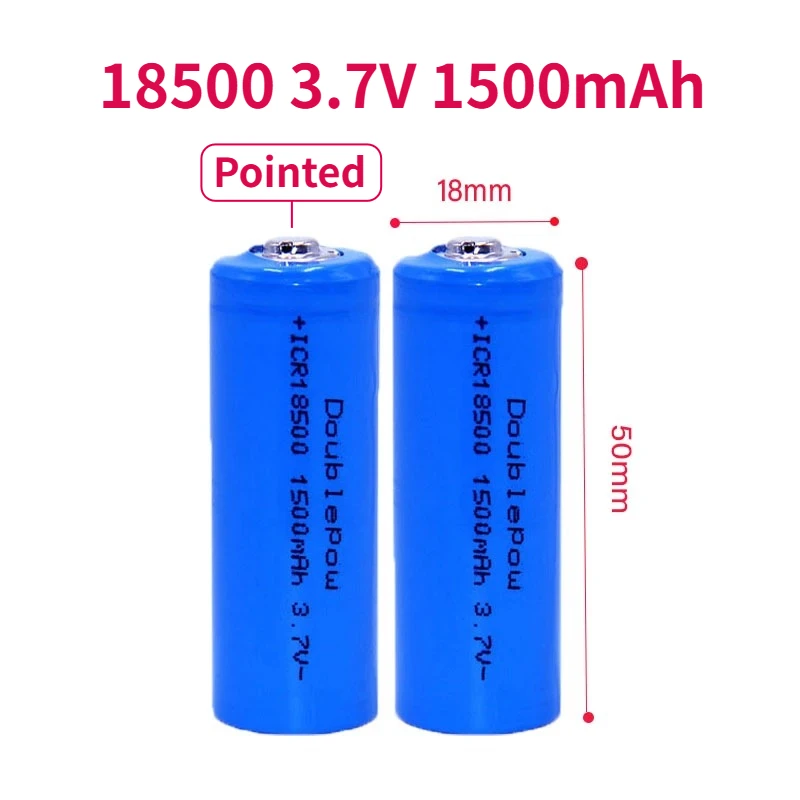 

18500 3,7 В 1500 мАч реальная емкость перезаряжаемая литиевая батарея заостренная для электроинструментов электронные сигареты фонарик налобный фонарь