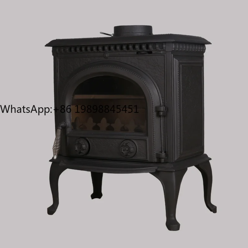 

FS-12 Cast Iron Fireplace Tiny 10.5KW Stove Wall Wood Burning Fireplace Adjustable Well Burning Freestanding Fireplace