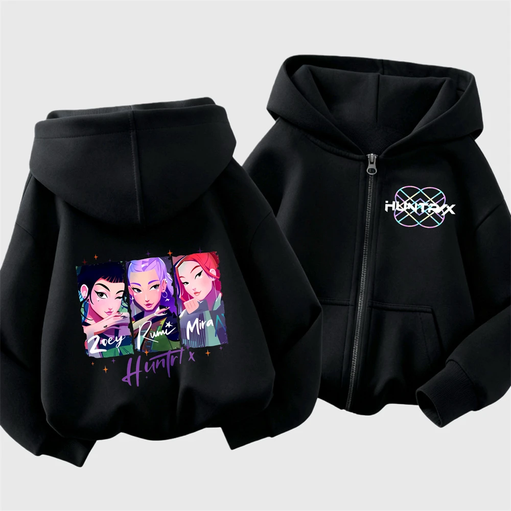 Kpop شيطان الصيادين الملابس الكرتون المطبوعة مقنعين معاطف فضفاضة ملابس خارجية غير رسمية لطيف أزياء طويلة الأكمام هوديس سترة عصرية #5