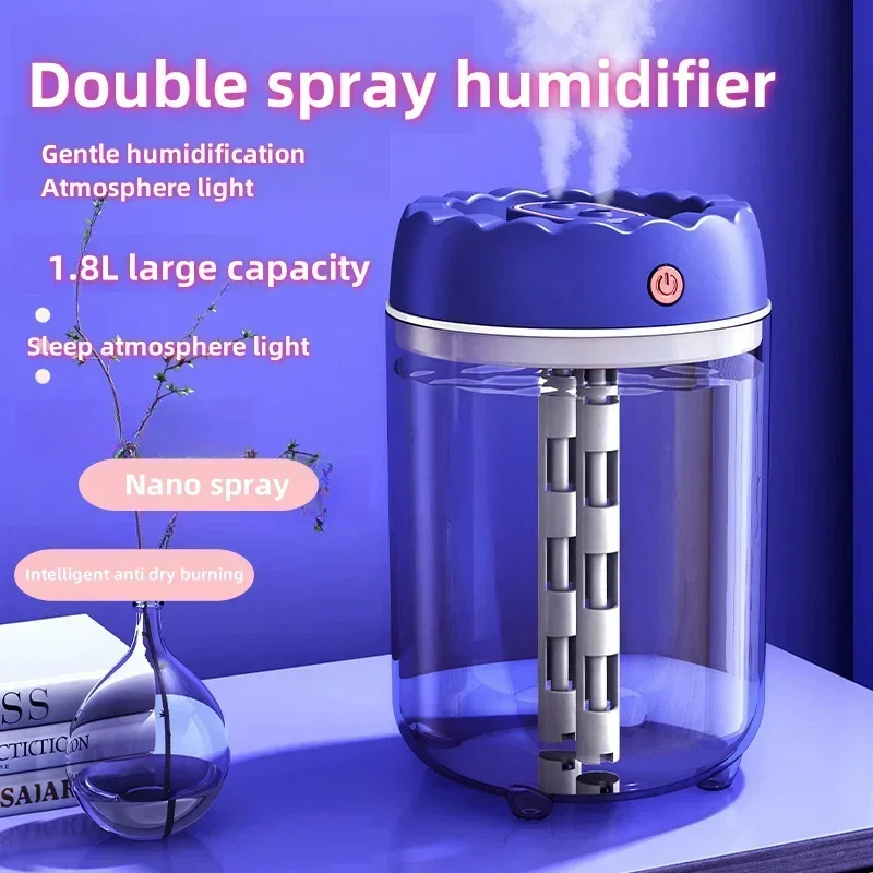 1,8 l Hochnebel-Befeuchtungsmaschine mit großer Kapazität, USB-Dual-Spray-Luftbefeuchter für den Heimgebrauch, Schlafzimmer, Mutter und Baby