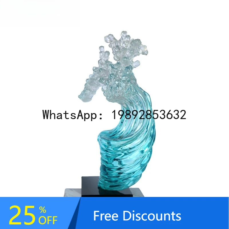 

CZ Modern Creative Transparent Water Spray Art Sculpture Model Room Villa Hotel Large Floor Water Spray Ornament Decoration