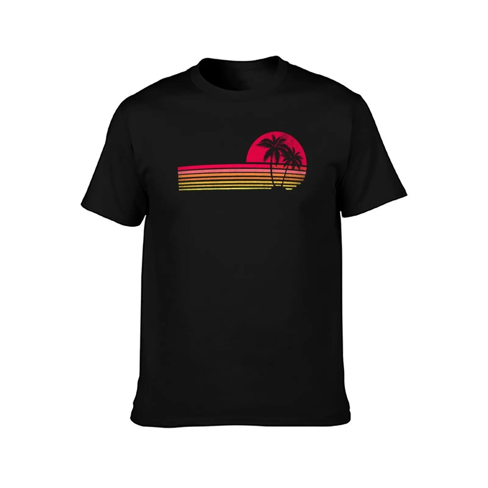 Awesome Retro 80s Sunrise Red & Orange T-Shirt Heavy Duty Casual Work Tee T-Shirt