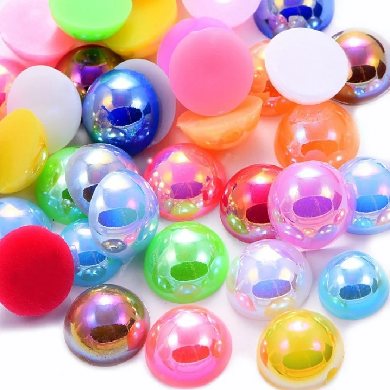 

5/6/8/10/12mm Multi AB Colors Acrylic ABS Imitation Half Pearl Beads Round Loose Beads For Jewelry Making Accessories