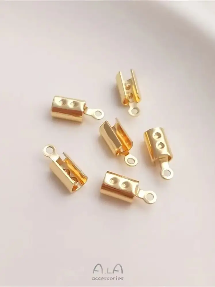 14K Gold Plated Accessories Round clip piece leather rope Round rope Milan wire connection end buckle DIY material