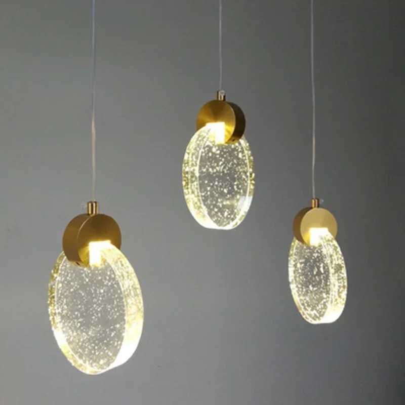 

Modern Minimalist Crystal Bubble Pendant Light LED Chandelier Lamp For Bedroom Bedside Staircase Home Decor Hanging Lamp Lustre