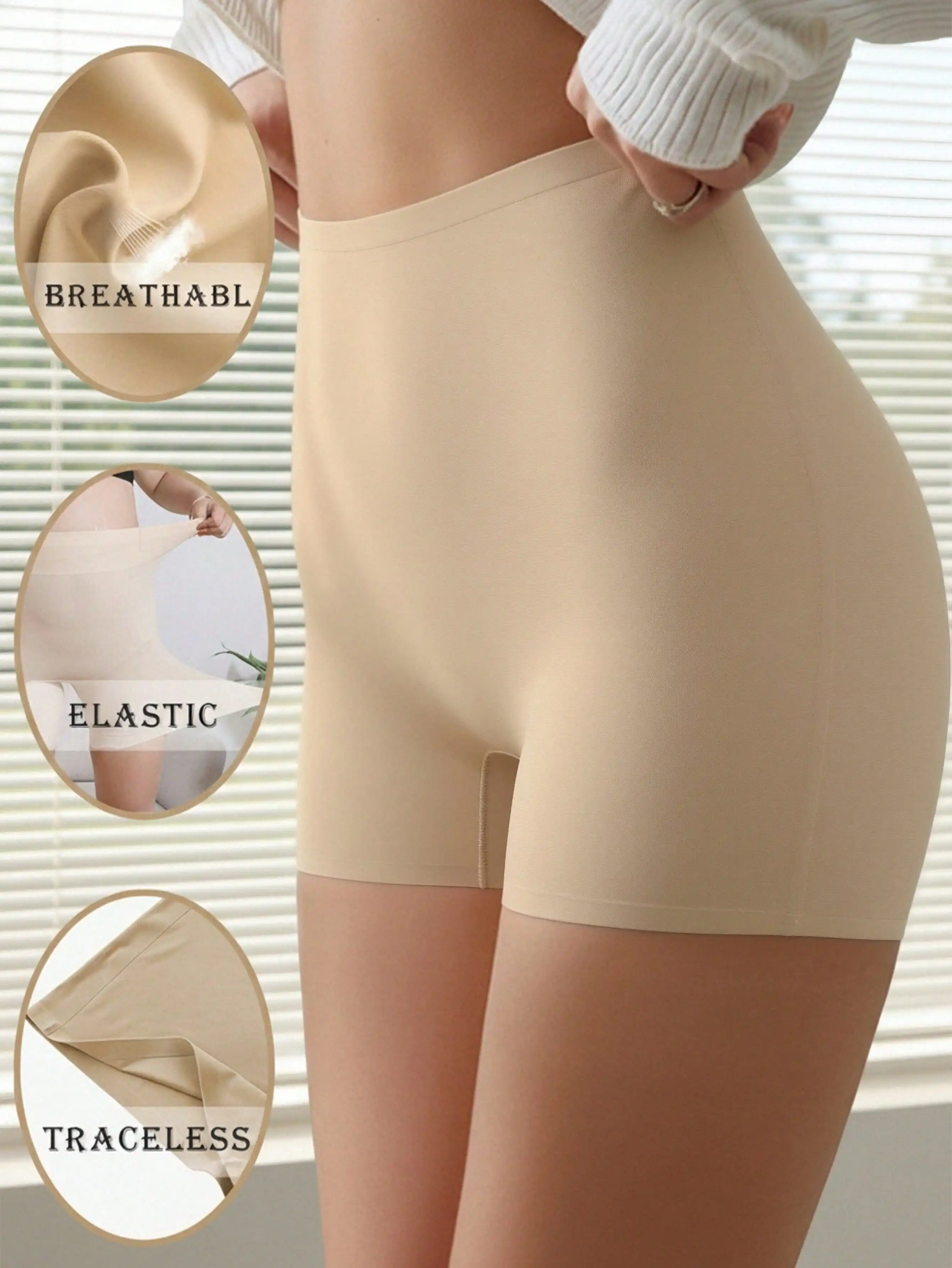 Women's Seamless High Waist Safety Shorts Breathable Comfortable Soft Skin-Friendly Shorts Ladies Yoga Underwear