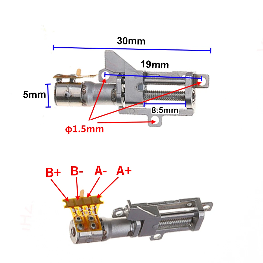 Mini 5mm Planetary Stepper Motor 2-Phase 4-Wire Reduction Lifting Motor Push Rod Full metal Micro Screw Rod Slide Table