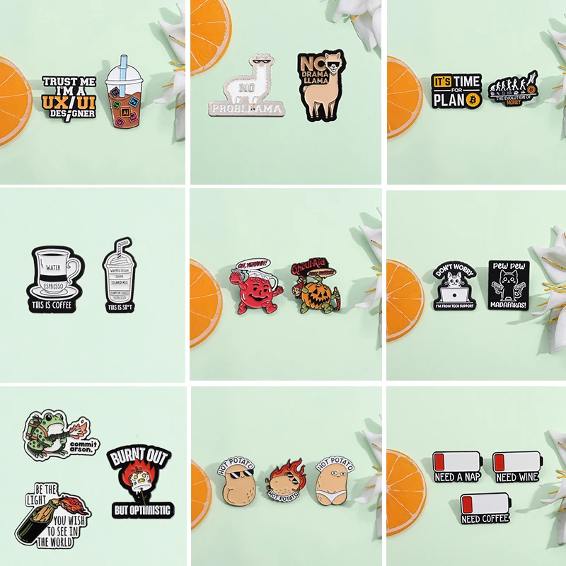 Wholesale 2-3pcs/sets Enamel Pin Creative Anime Cartoon Metal Brooches Lapel Badge Backpack Clothes Accessories Jewelry for Gift