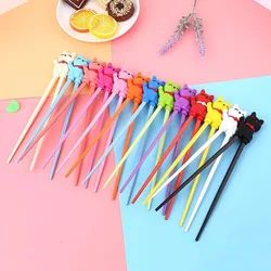 1 Pair New Silica Gel Training Chopsticks Cute Style Cute Cat Practice Chopsticks 18cm Bicolor Cartoon Figurine Chopsticks Home