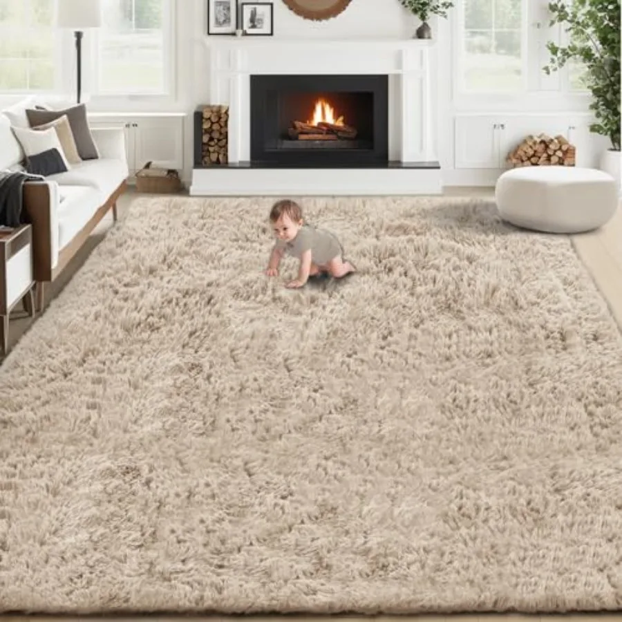 

8x10 Area Rugs for Living Room: Fluffy Shag Soft Washable Rug Large Fuzzy Plush Indoor Carpet for Bedroom Nursery Playroom Girl