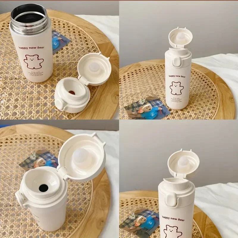 450 مللي الدب كوب قارورة عازلة السفر في الهواء الطلق الرياضة زجاجة ماء المحمولة كوب تشغيل ركوب التخييم التنزه غلاية ترموس تفريغ #5