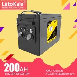 LiitoKala 12V 200AH+LCD lifepo4 battery 4S 12.8V 200Ah with voltage display for 1200w inverter boat golf cart UPS