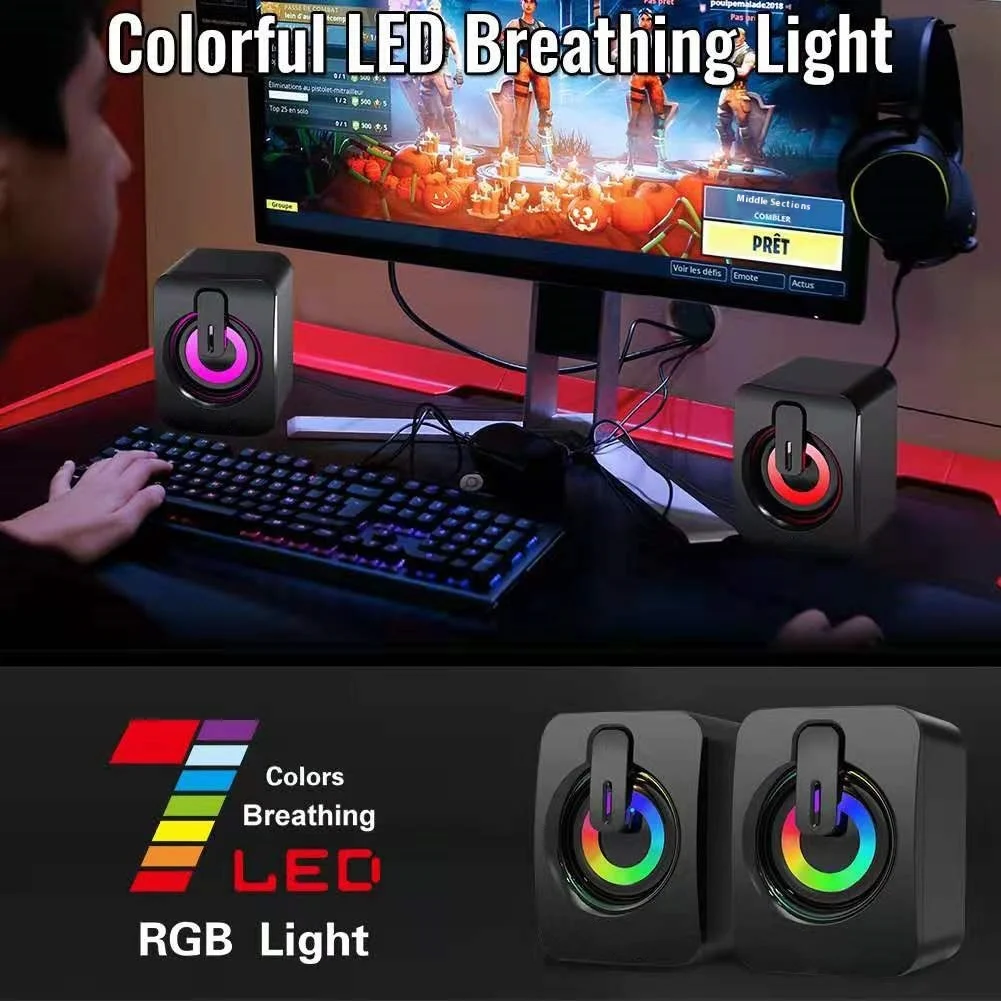 X9 Mini Desktop Computer USB Speaker RGB LED Lighting 3W Output Power Pairing Box Included for Notebook & Multimedia