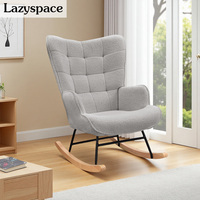 Lazyspace Light Gray Swing Chair,Rocking Chair with Backrest,Teddy Velvet Fabric Leisure Chair Armchair,for Bedroom Living Room