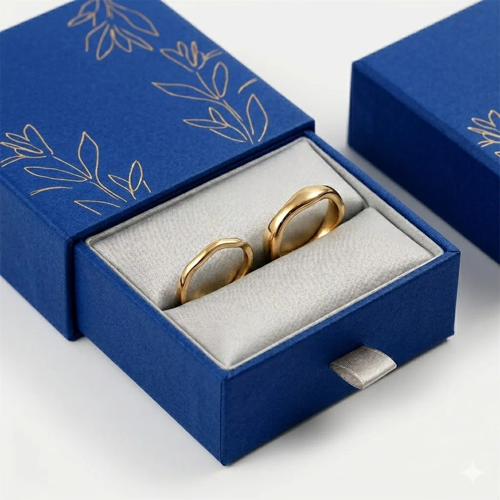 Luxury 18K Gold Plated Irregular Wave Rings for Couples Minimalist Hammered Band Ring Women Men Wedding Engagement Jewelry Gift
