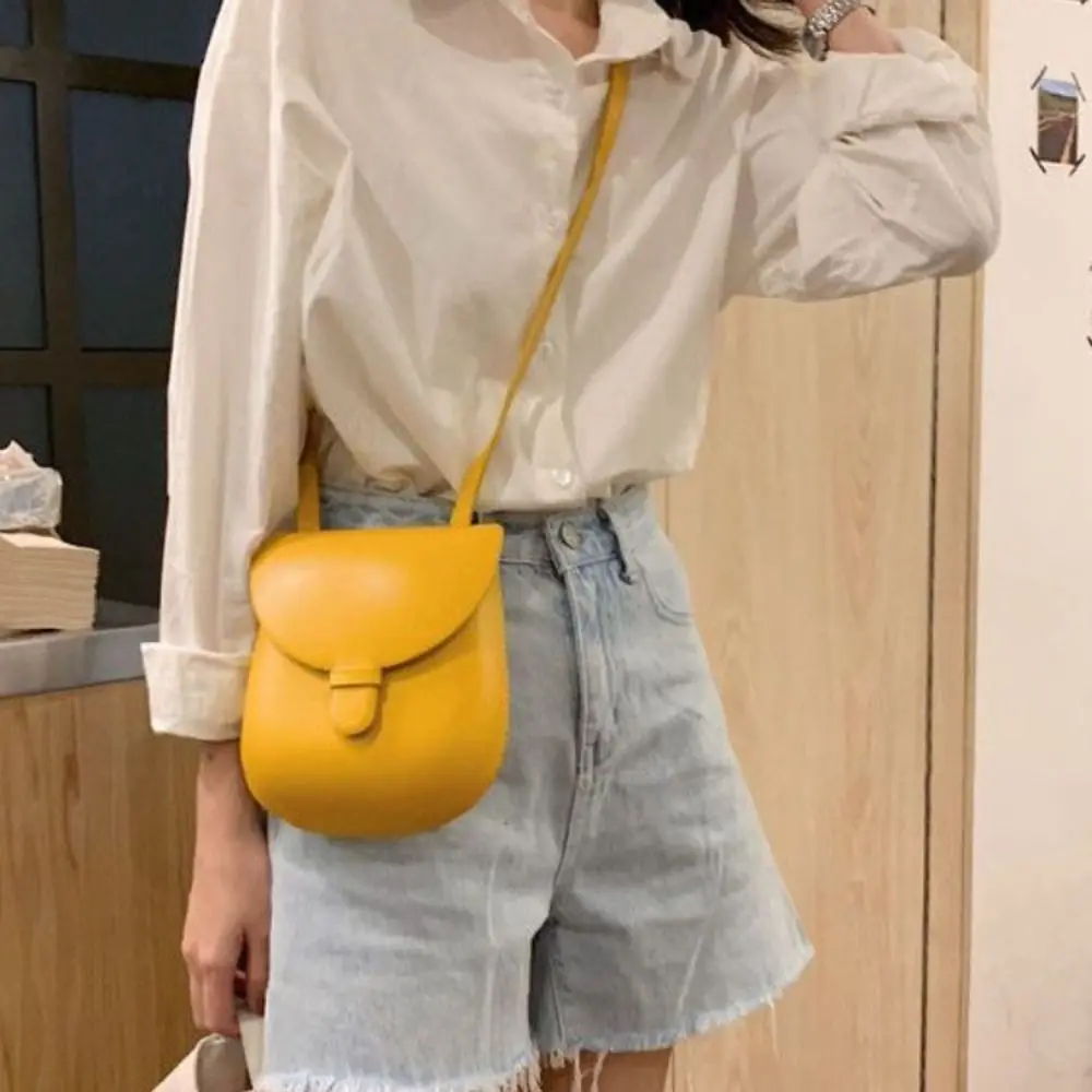 

PU Leather Retro Shell Bag Korean Style Solid Color Flap Crossbody Bags Shoulder Bag Fashion Design Versatile Saddle Bag Outdoor