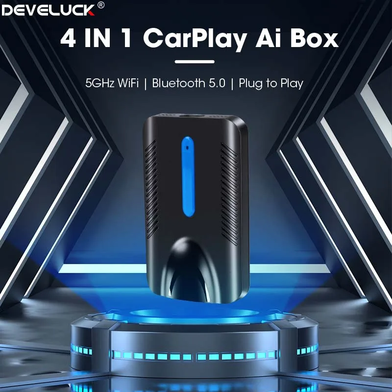 

Mini 4 In 1 Smart AI Box Wired To Wireless Carplay & Android Auto Mirror Link For Universal Car Plug And Play BT 4.0 Car Adapter