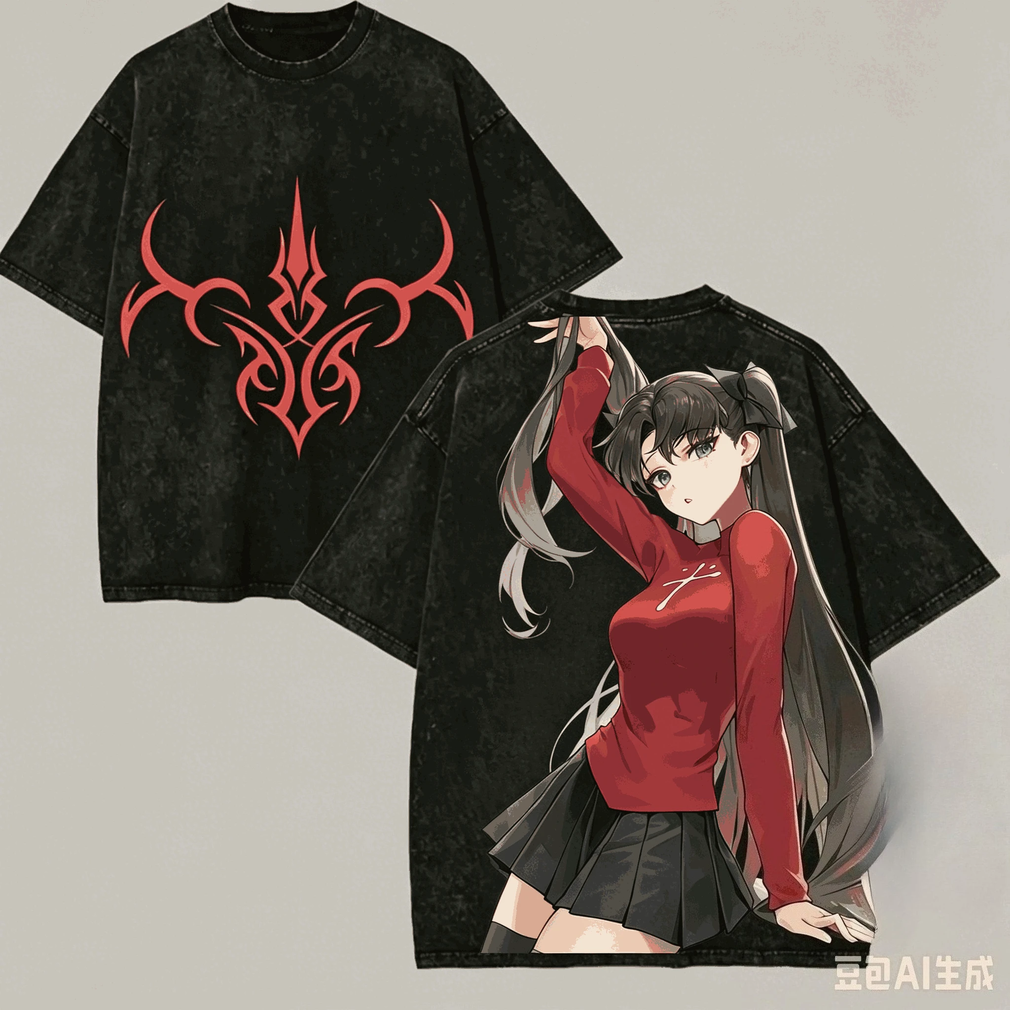 T-shirt délavé Fate Stay Night pour les amateurs d'anime, nouveau modèle Harajuku, vêtements unisexes surdimensionnés, streetwear, cadeau de haute qualité