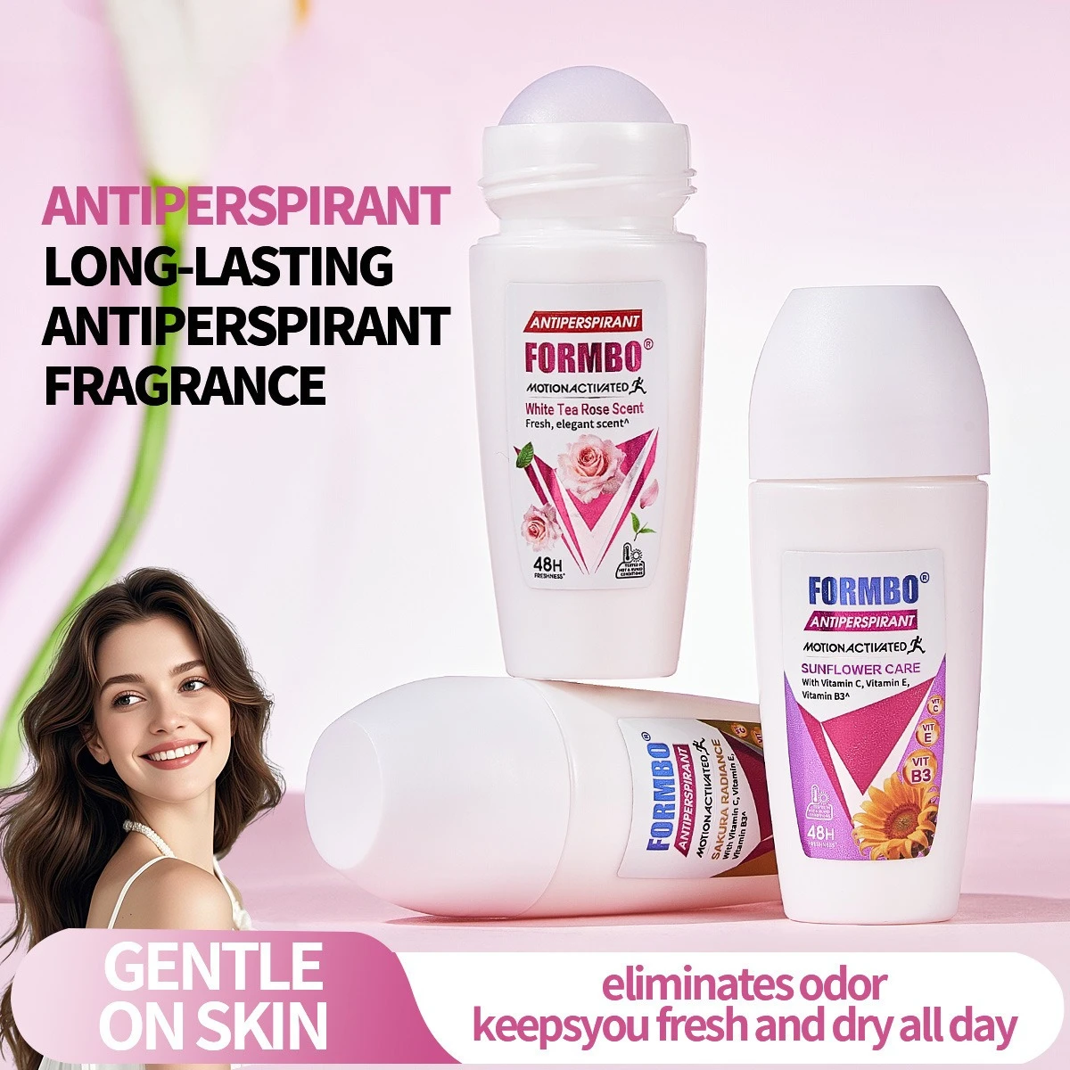 

Ladies' Portable Antiperspirant. Refreshing and Non-greasy. Long-lasting Freshness. Suitable for Summer Use.