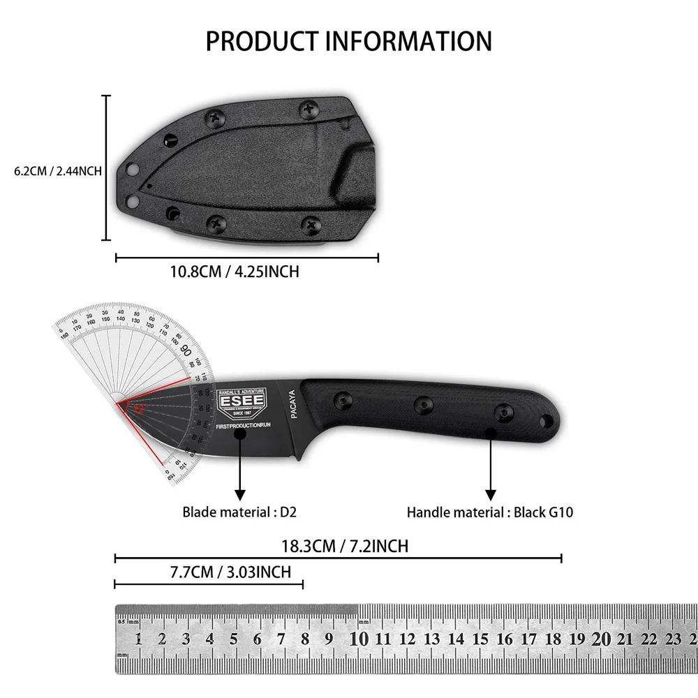 ESEE Fixed Blade Survival Knife Micarta Handle Utility Knife with Kydex Sheath Portable EDC Knife for Camping Hiking Outdoor - view 6
