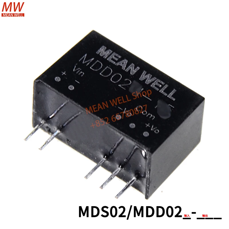 MEAN WELL Switching Power Module 2W SIP Package DC-DC Medical Grade Unregulated Converter MDS02-N & MDD02-N MDD02L-09 MDD02M-12