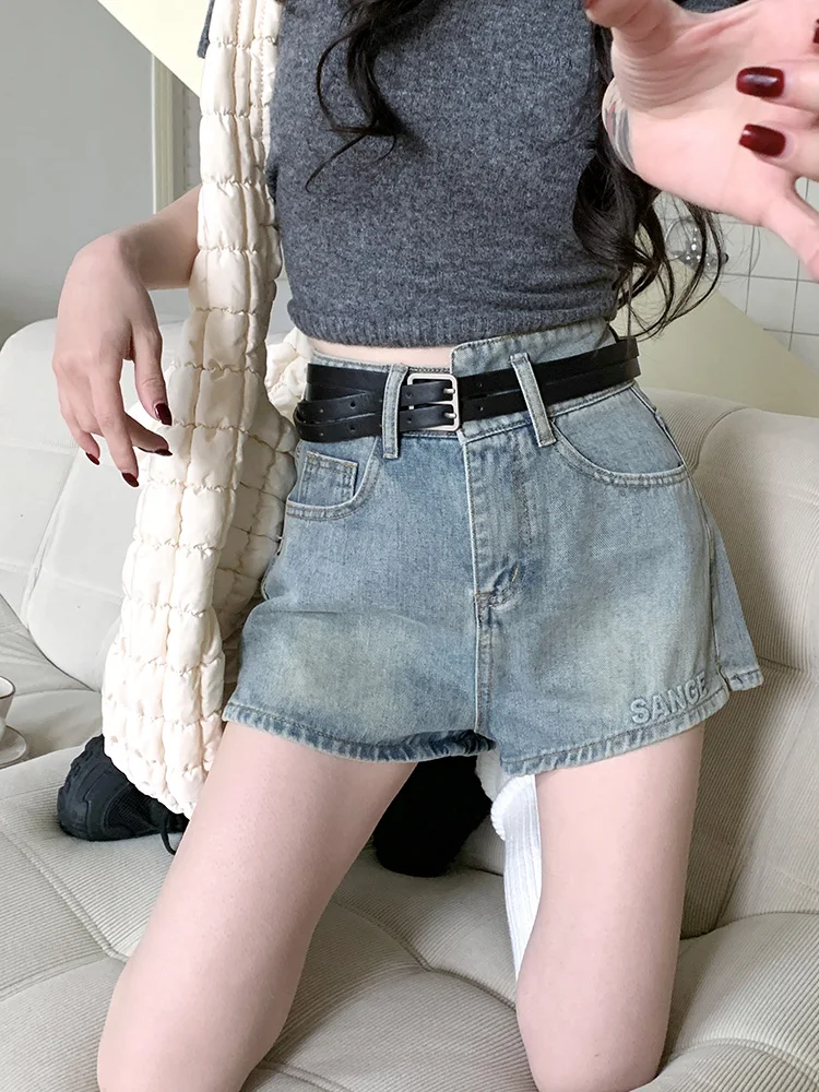 

Slergiri High Waist Loose Vintage Denim Shorts Women Summer 2024 New Fashion Korean Style All-match Casual Jean Shorts with Belt