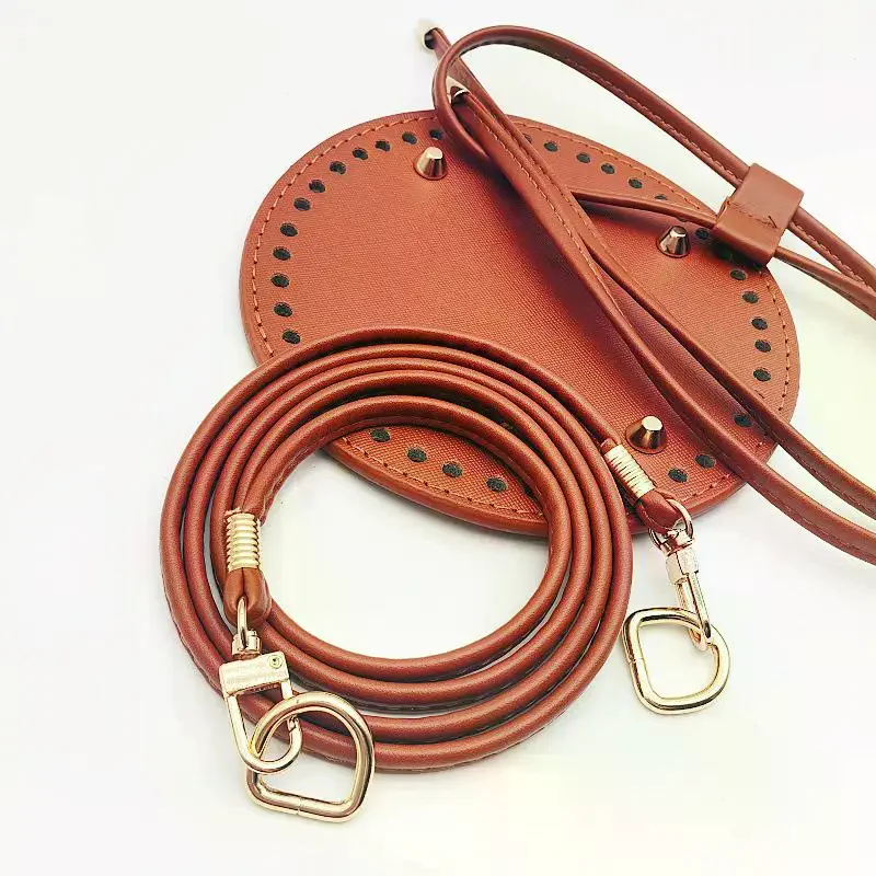 3Pcs/set Handmade Bag Bottom PU Leather Bucket Bag Base With Shoulder Strap For Knitted Bags DIY Crochet Bag Accessories