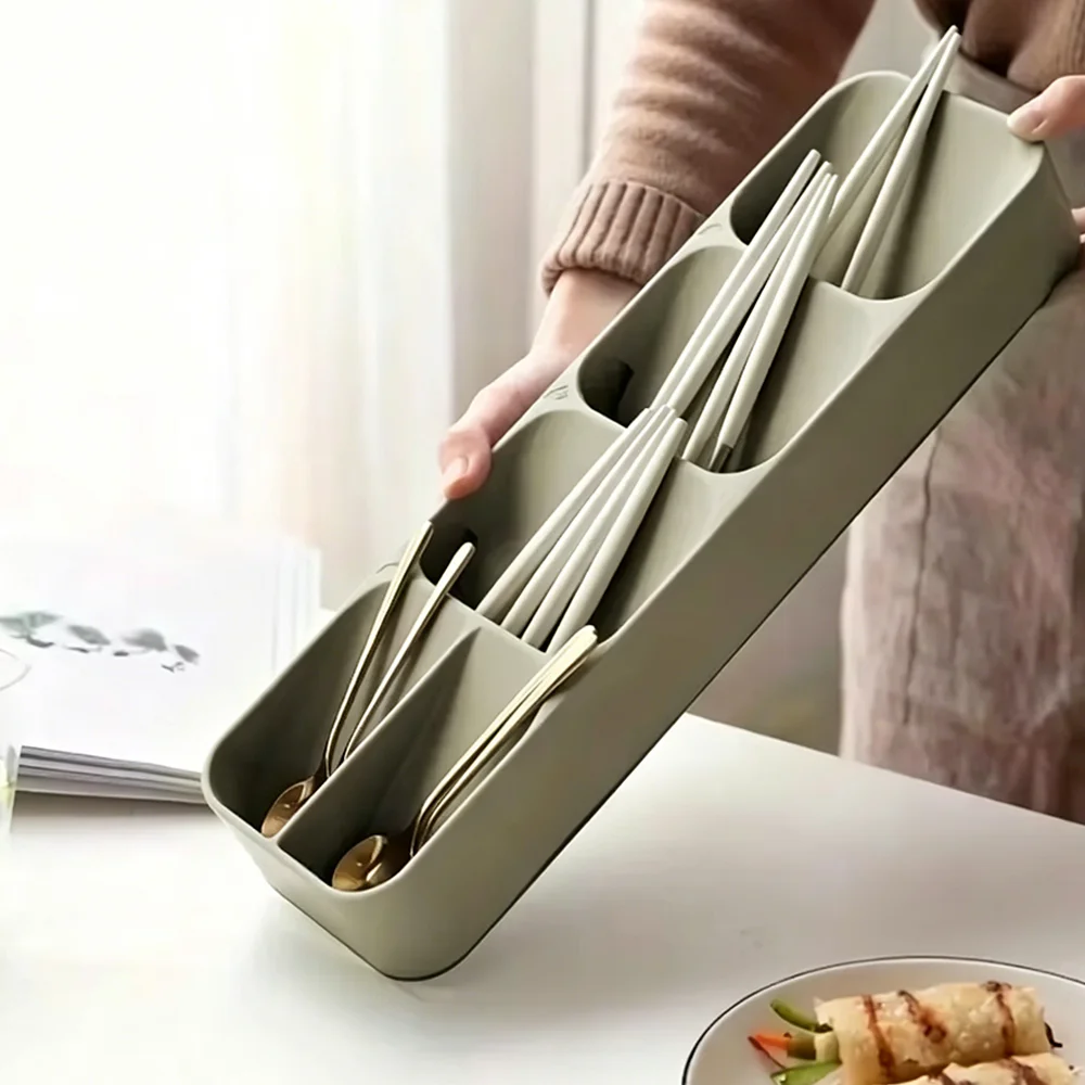 

Multi-purpose Cutlery Storage Tray Cutlery Fork Spoon Compartmentalized Organizer Kitchen Drawer Categorized Storage Boxes