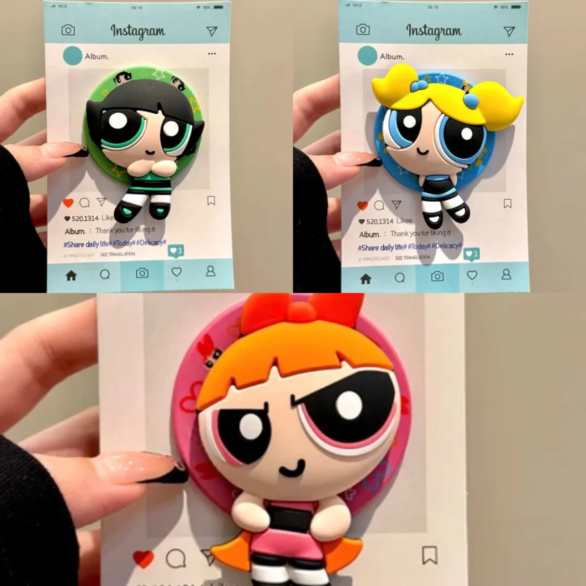 

Магнитный держатель Grip Tok Griptok Phone Cute The Powerpuff Girls Подставка-держатель Поддержка для iPhone Samsung Magsafe Smart Tok