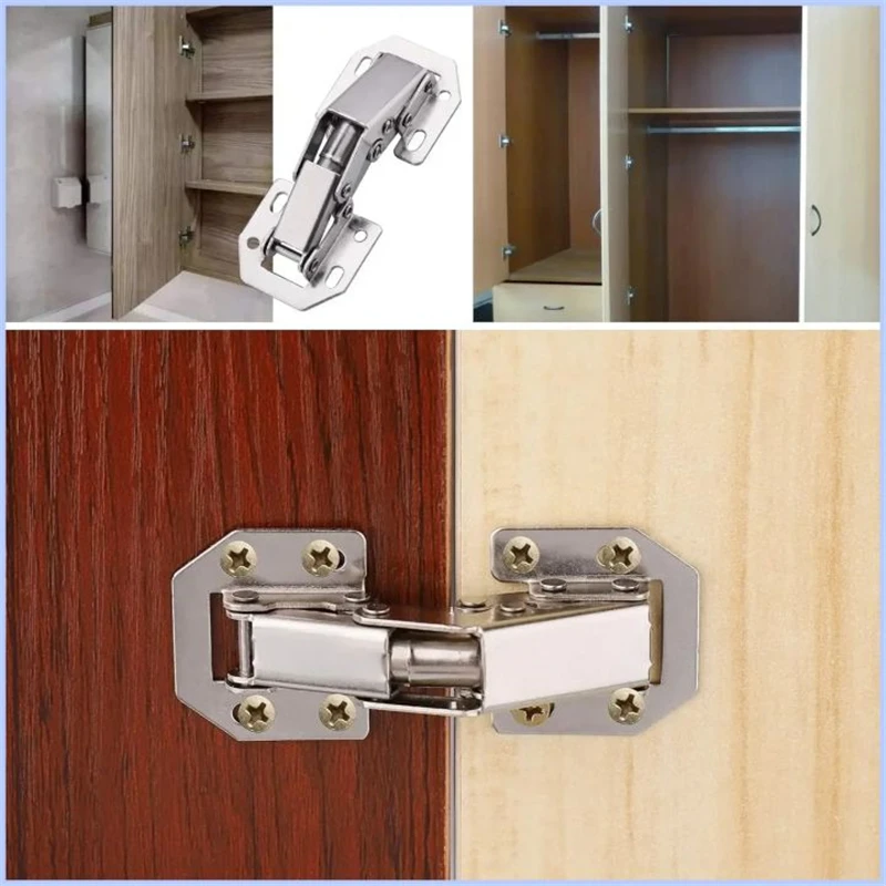 10/2PCS 90 Degree Steel Cabinet Hinges No-Drilling HoleHydraulic Buffer Hinge Kitchen Cabinet Cupboard Hinges Furniture Hardware image 3