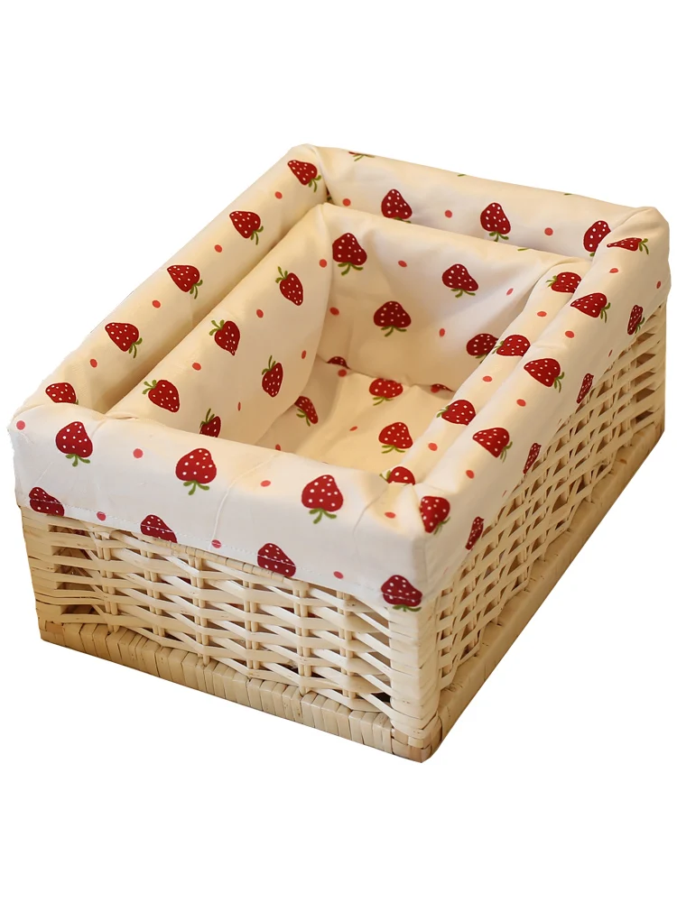 desktop storage, box, coffee table, woven basket, ins storage box, basket cosmetics storage