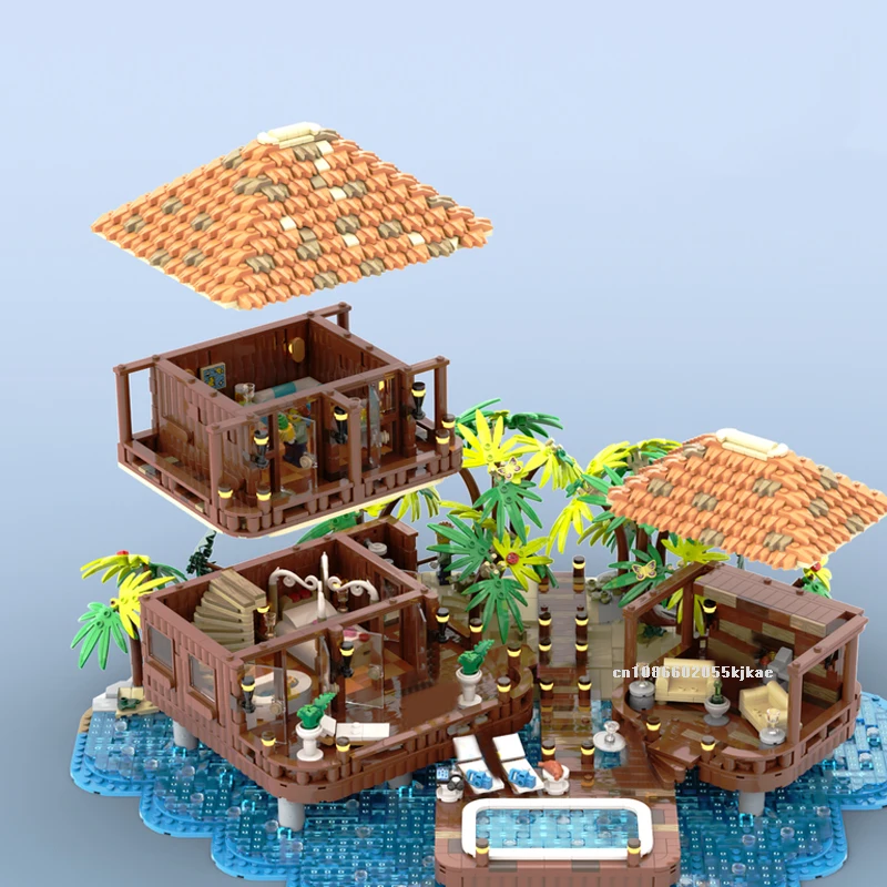 NEW 3852PCS City Hot Selling Street View Moc Modular Maldives Water Villa Building model DIY creative ideas ChildToy Gift Blocks