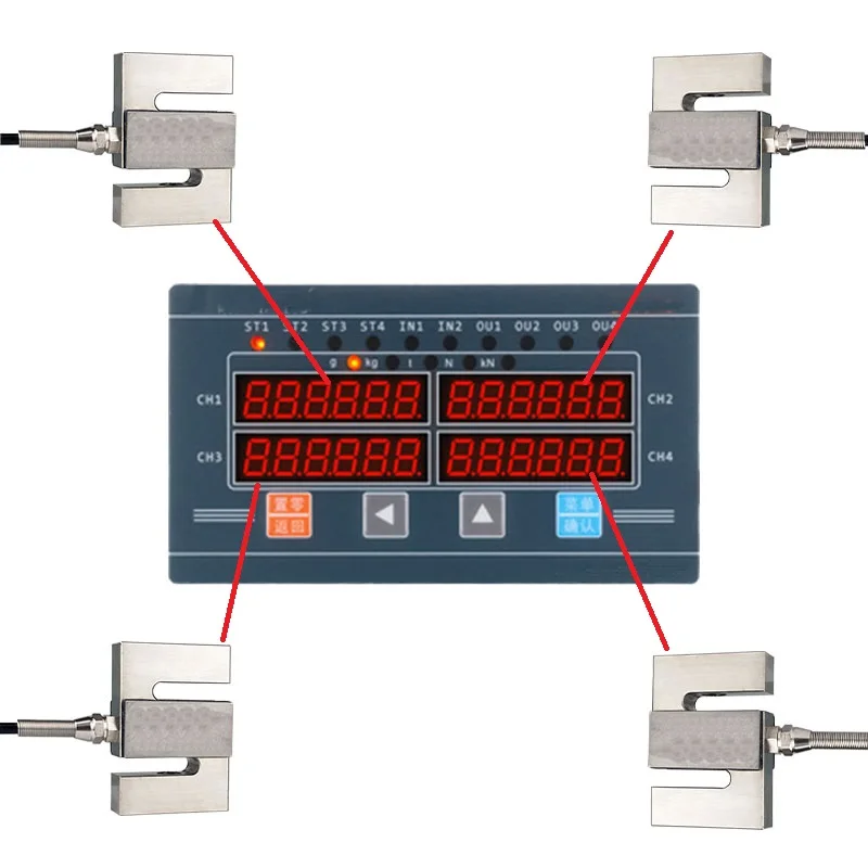 

4-channel Weighing Force Pressure Instrument Digital Display Impact Force Valley Value Weight Scale Indicator Digital Controller