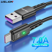 USLION 7A USB Type C Cable Fast Charging Wire For OPPO Oneplus Huawei P40 P30 Samsung S22 S20 Realme USB C Charger Data Cords