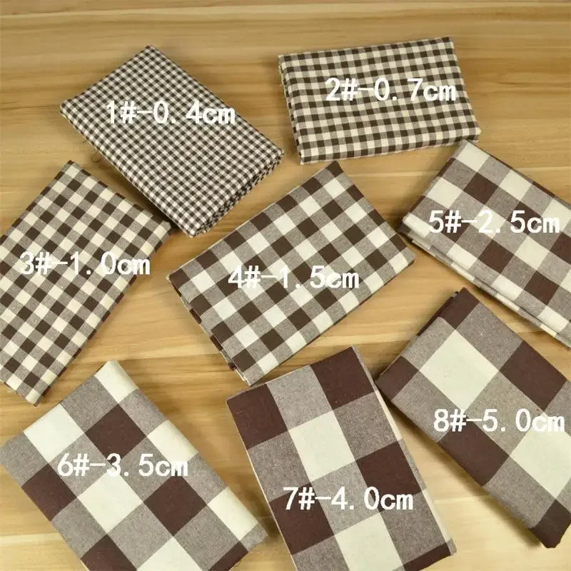 Coffee Color Yarn Dyed Combed Cotton Plaid Fabric Japanese Style Cotton Linen Sofa Curtains Pillow DIY Clothing Home Fabric