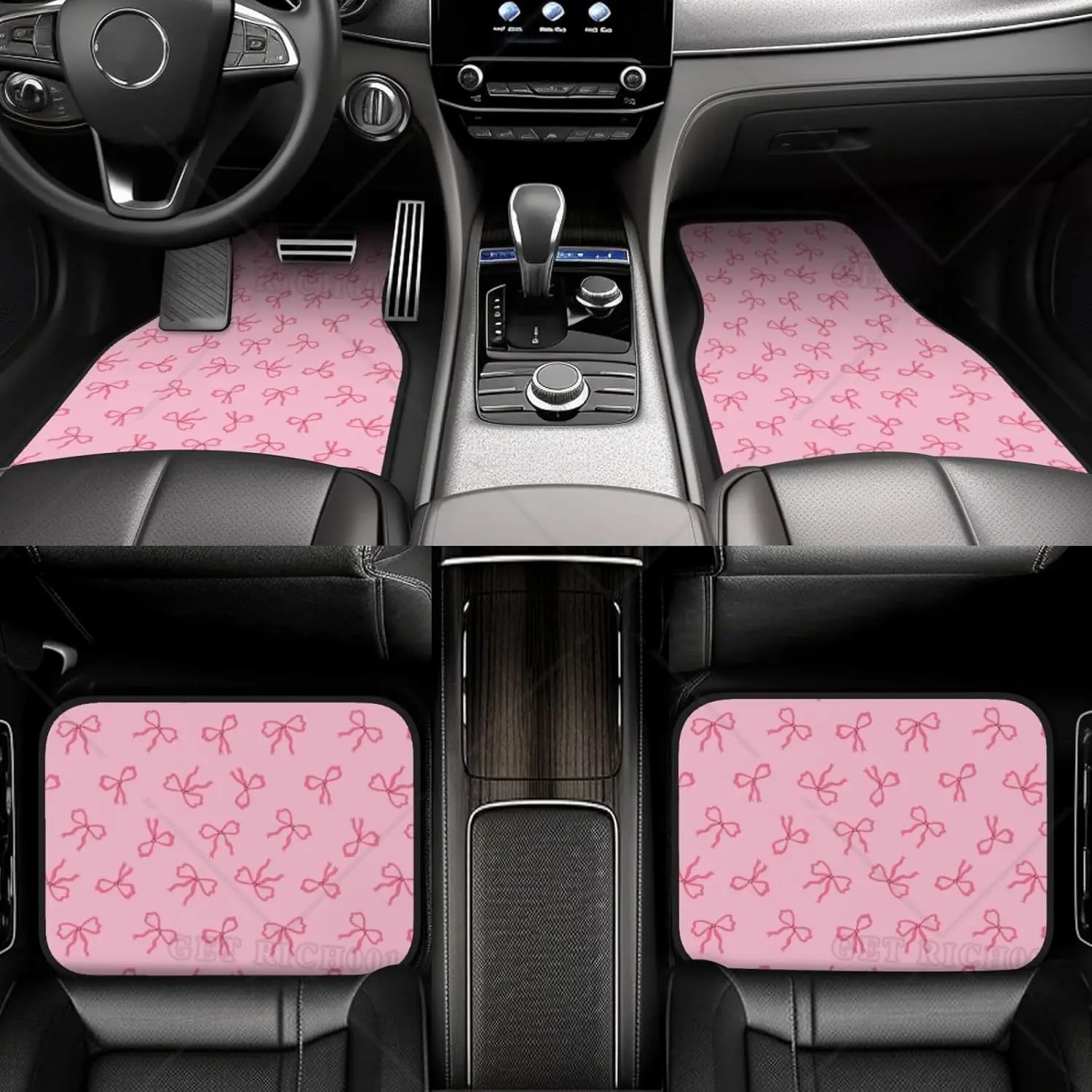 Automotive Floor Mats for Car Pink Bows Rubber All Weather Floor Mats, Car Mats Full Set of 4Pcs for Most Cars, Sedan, SUV view 6