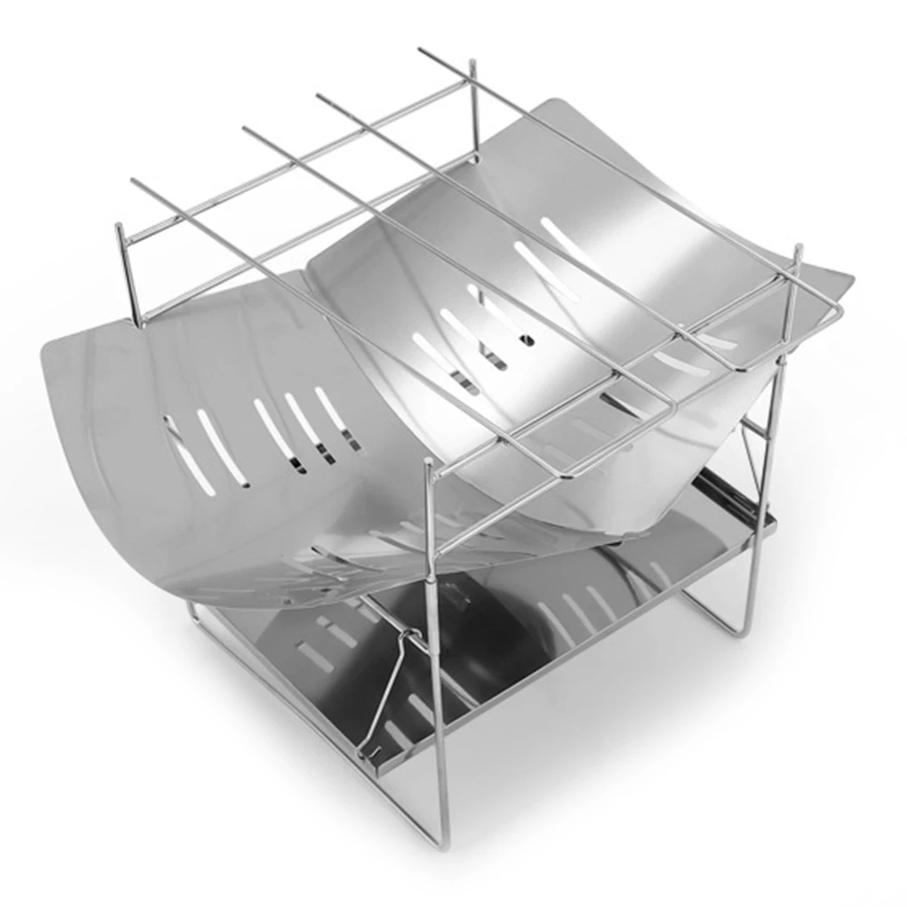 حامل النار المحمول للتخييم والشواية القابلة للطي والتخييم والشواية النارية المصنوعة من الفولاذ المقاوم للصدأ للتخييم في الساحات الخلفية الخارجية