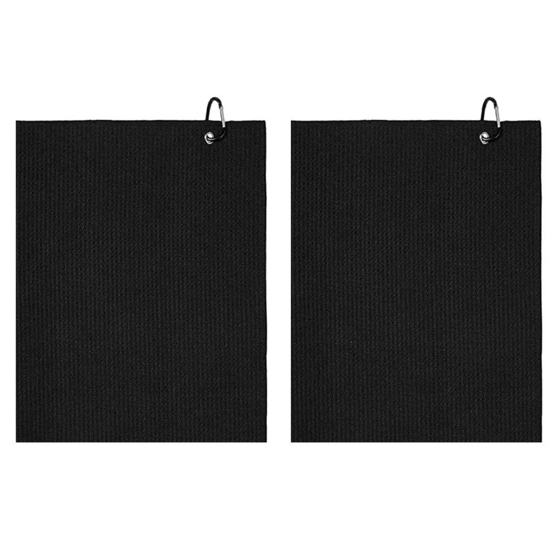 U13C 2Pcs Golf Towels,Microfiber Merbau Pattern Golf Towel for Men Women Golf Gifts Black Golf Towel with Carabiner Clip