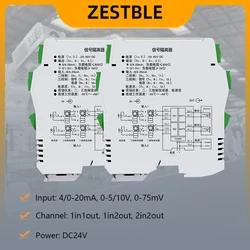 Izolator sygnału prądu stałego ZA-DS 1 wejście 1 wyjście 2 wejścia 2 wyjścia z 4-20mA 0-20mA 0-5C 0-10V Izolator sygnału analogowego