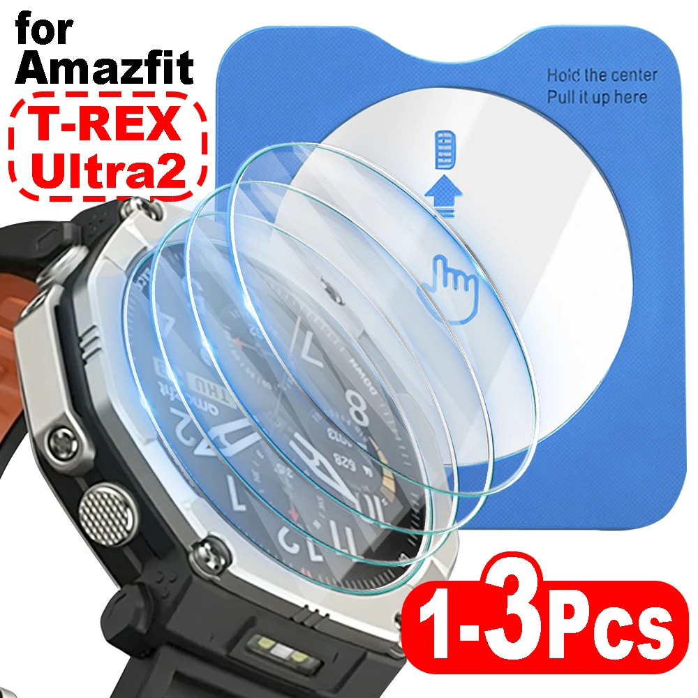Filme de vidro temperado fácil de instalar para Amazfit T-REX Ultra 2 HD, protetores de tela transparentes para smartwatch, acessórios para TRex Ultra