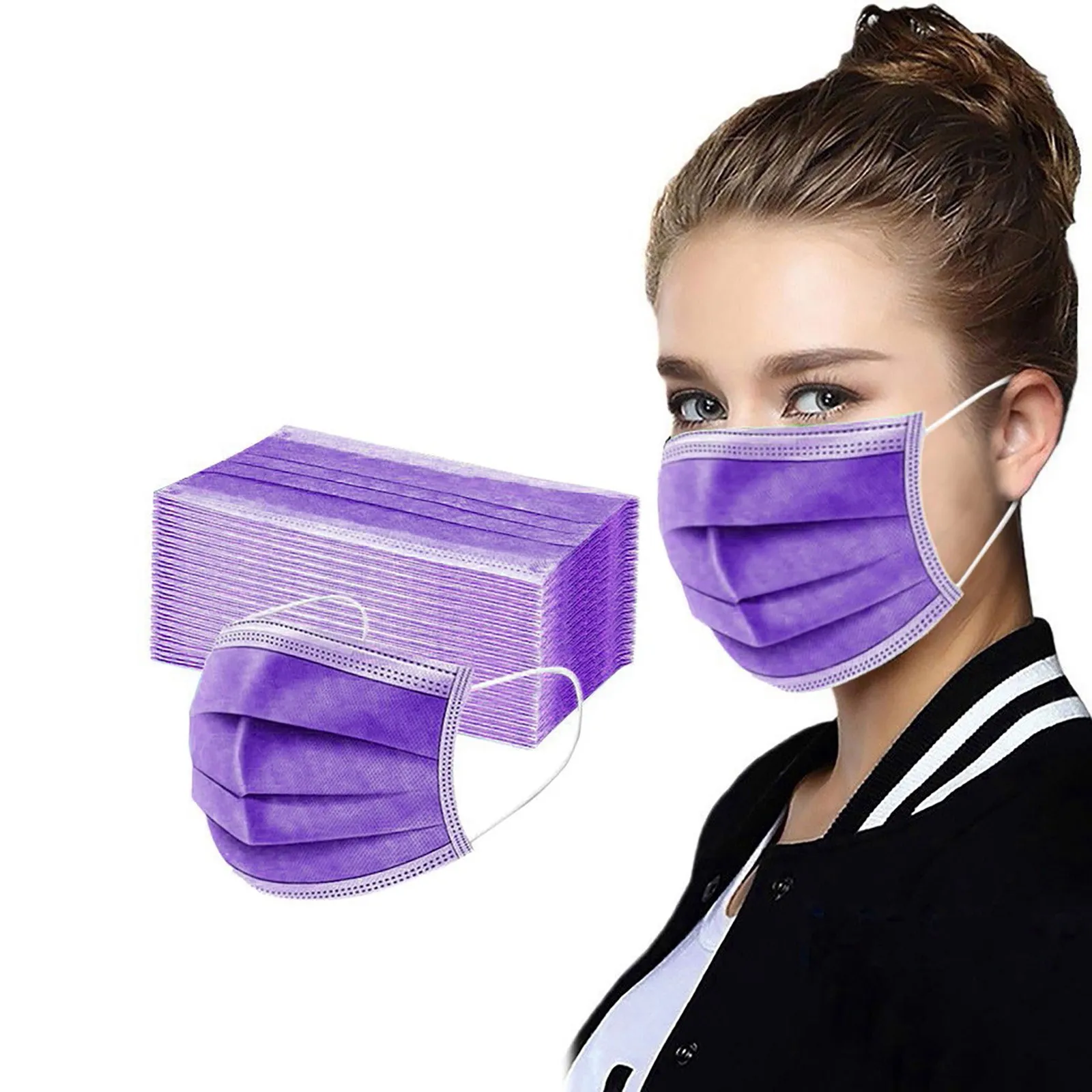 50 Stück Damen Herren Feste Einweg-Gesichtsmaske 3-lagig mit Ohrschlaufen Anti-PM2.5 Maske – Detail 9