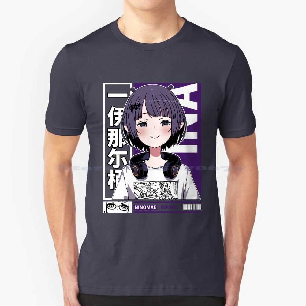 Ninomae Ina'nis Ina Smug T Shirt 100% Cotton Tee Hololive En Holomythl Ninomae Inanis Virtual