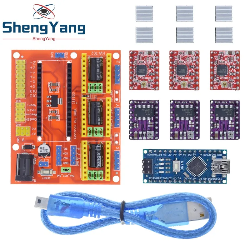 Imagem -04 - Tzt-reprap Stepper Drivers Conjunto para Arduino Escudo Cnc v4 Nano 3.0 Drv8825 A4988 Conjunto 3dv4 Peças