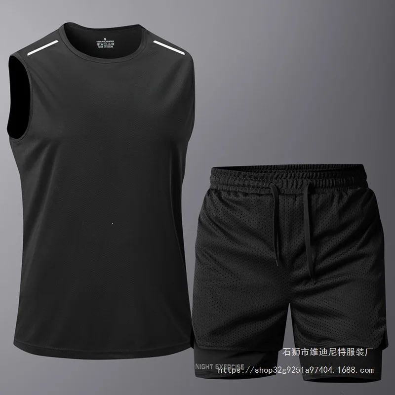 European Size for Summer Fitness Suits, Sports Quick-drying Vests, Sports Shorts, Breathable Training Clothes, Two-piece Set