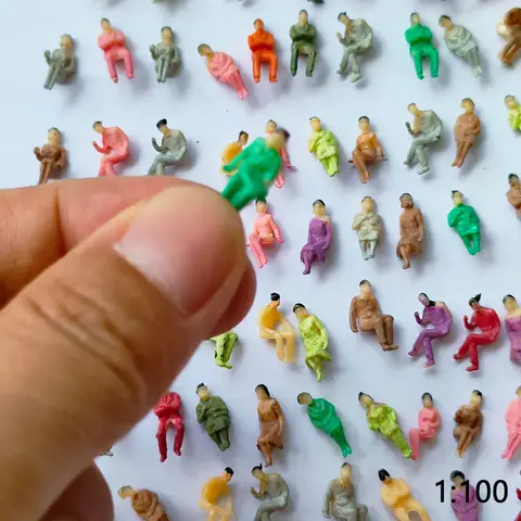 1:100-1:200 Scale Painted Sitting Mini People Figures Model Seated Human Material Building Sand Table Railway Diorama Kits 100pc